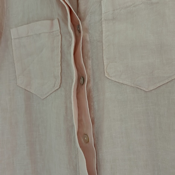 NWT 100% Linen Shirt Peach Apricot - Small - Picture 5 of 8